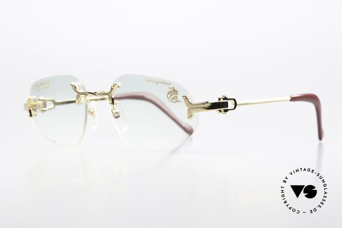 Machiavelli 14-302 Gold-Plated Glasses Rimless, a really eccentric & opulent frame from the 1980's, Made for Men and Women