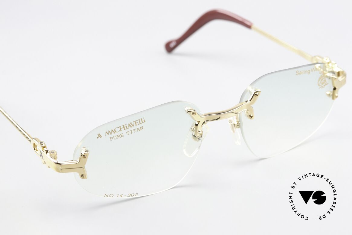 Machiavelli 14-302 Gold-Plated Glasses Rimless, can be worn as a fashion accessory (even at night), Made for Men and Women