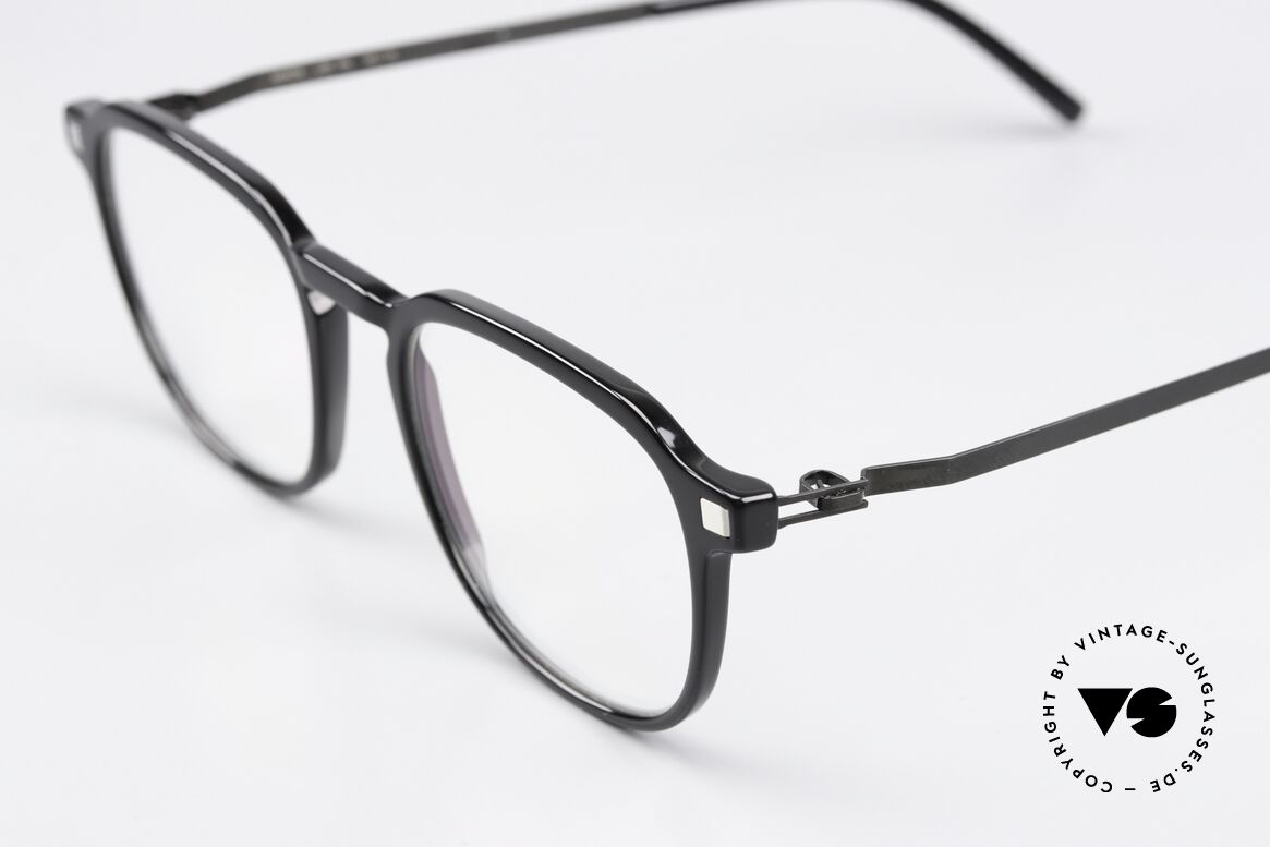 Mykita Pal Classic Black Eyeglasses, timeless color code 824 is 'Black/Silver/Shiny Black', Made for Men and Women