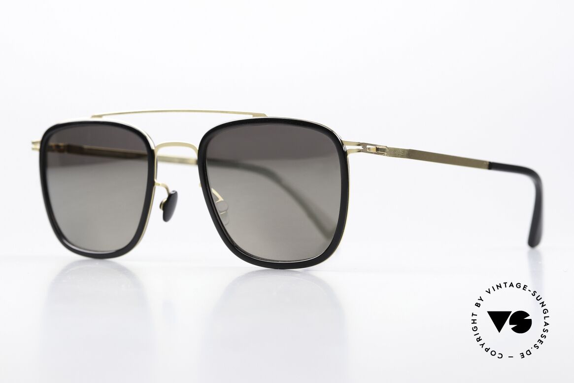 Mykita Hanno Square Sunglasses Mirrored, col. 945 'Black/Gold' with slightly mirrored sun lenses, Made for Men and Women
