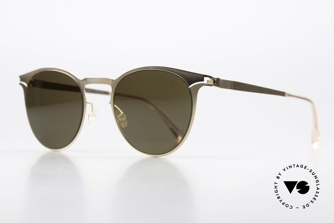 Mykita Federico Unisex Sunglasses Panto, col 291 = "Champagne Gold Rawbrown"; unisex model, Made for Men and Women