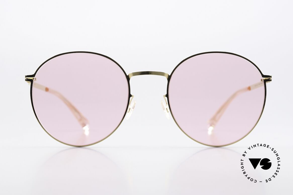 Mykita Studio 7.4 Pink Panto Sunglasses, color code 013: 'Glossy Gold / Jelly Pink Solid', Made for Men and Women