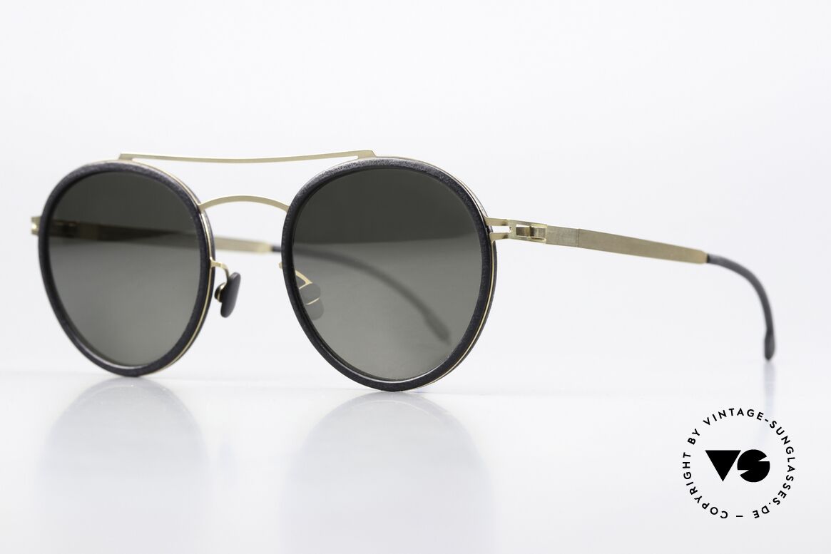 Mykita Mylon Hay Mirrored Panto Sunglasses, 306: Pitch Black / Glossy Gold Gunmetal Flash, Made for Men and Women