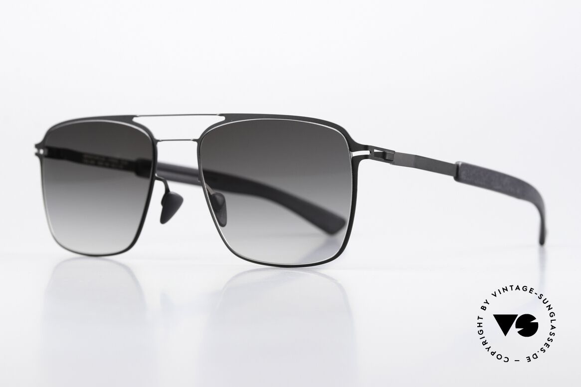 Mykita Mylon Flax Gray Gradient Sun Lenses, col. 243: Black / Pitch Black Gunmetal Flash, Made for Men