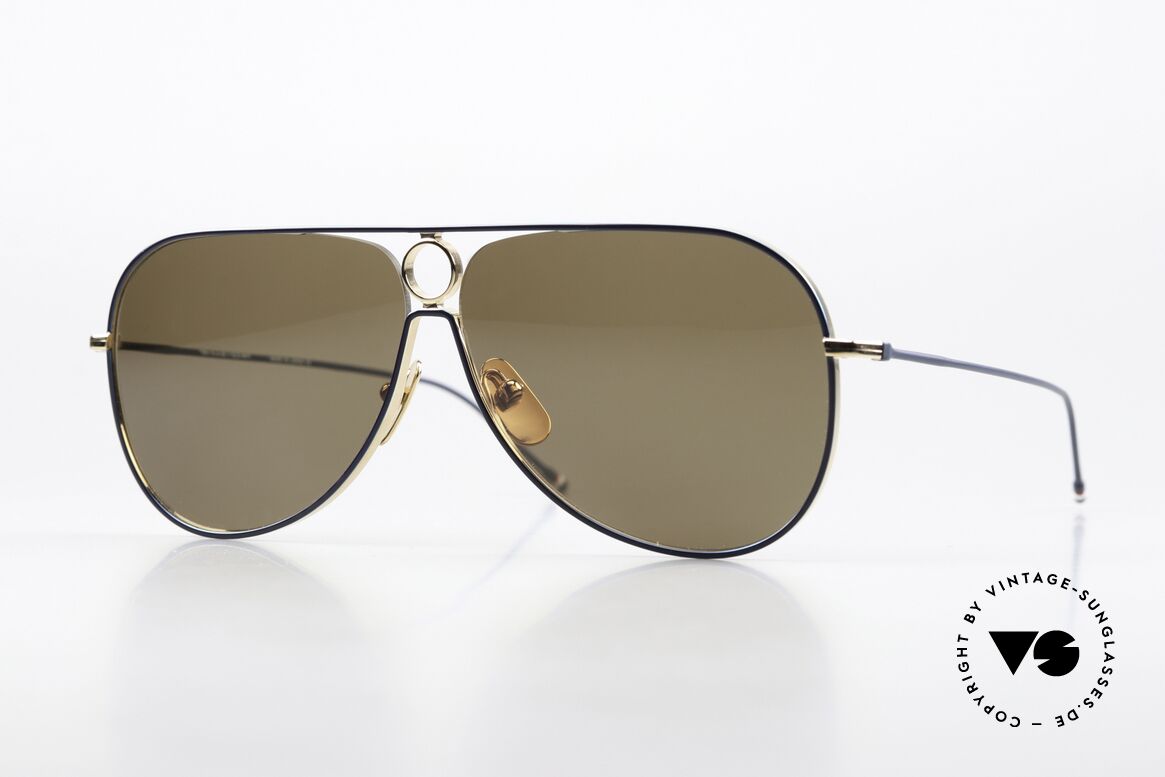 Thom Browne TBS115 Aviator Sunglasses XXL, Thom Browne sunglasses, TBS115-A-02, GLD NVY, Made for Men