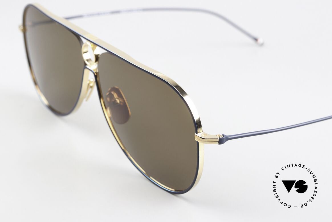 Thom Browne TBS115 Aviator Sunglasses XXL, anti-reflective sun lenses with a solid brown tint, Made for Men