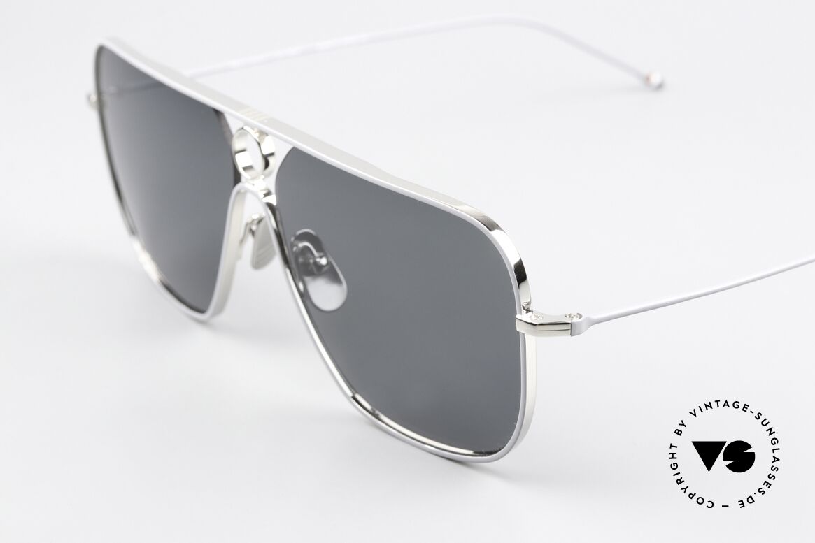 Thom Browne TBS114 Men's Shades Square XXL, anti-reflective sun lenses with a solid gray tint, Made for Men