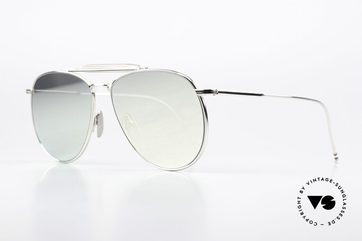 Thom Browne TB015 XL Aviator Silver Mirrored, really stylish & top-notch quality, made in Japan, Made for Men