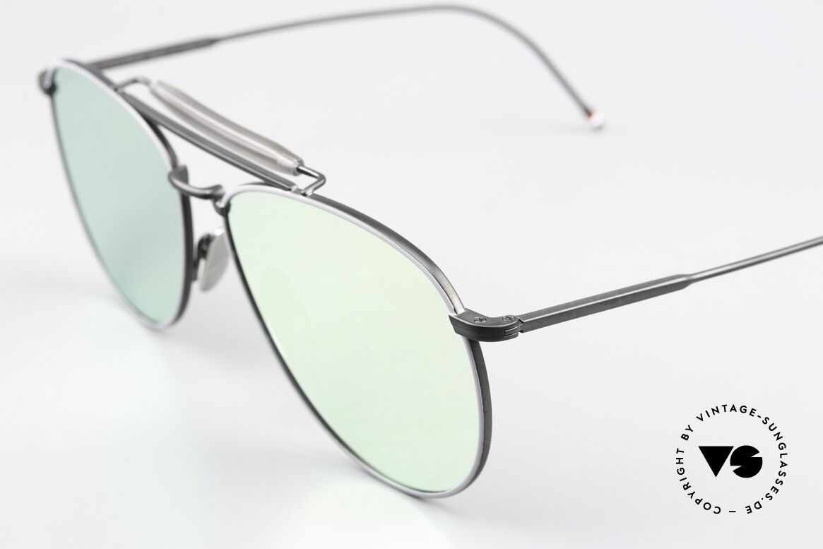 Thom Browne TB015 XL Black Silver Mirrored, SILVER-MIRROED sun lenses; 100% UV protection, Made for Men