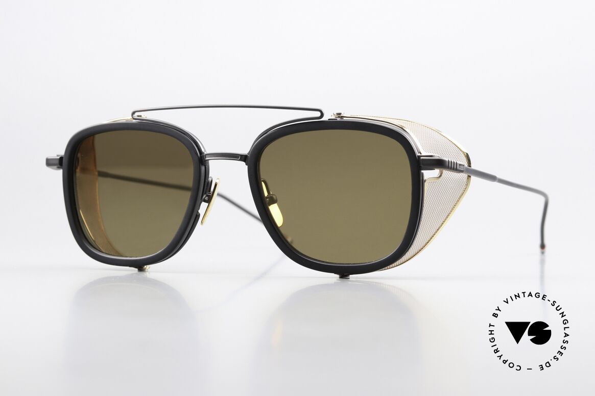 Thom Browne TB808 Light Gold Mirrored Lenses, Thom Browne sunglasses, TB808-A-BLK-GLD-51, Made for Men