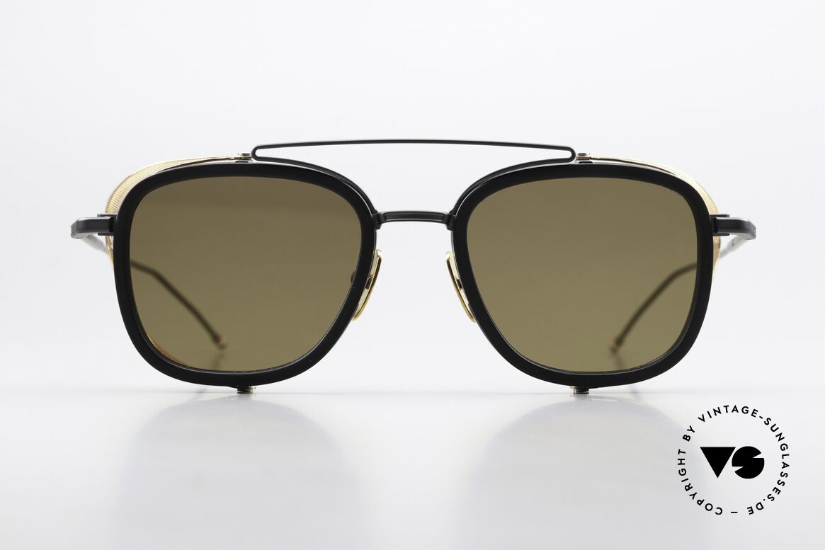 Thom Browne TB808 Light Gold Mirrored Lenses, TITANIUM frame with side blinds in size 51-21, Made for Men
