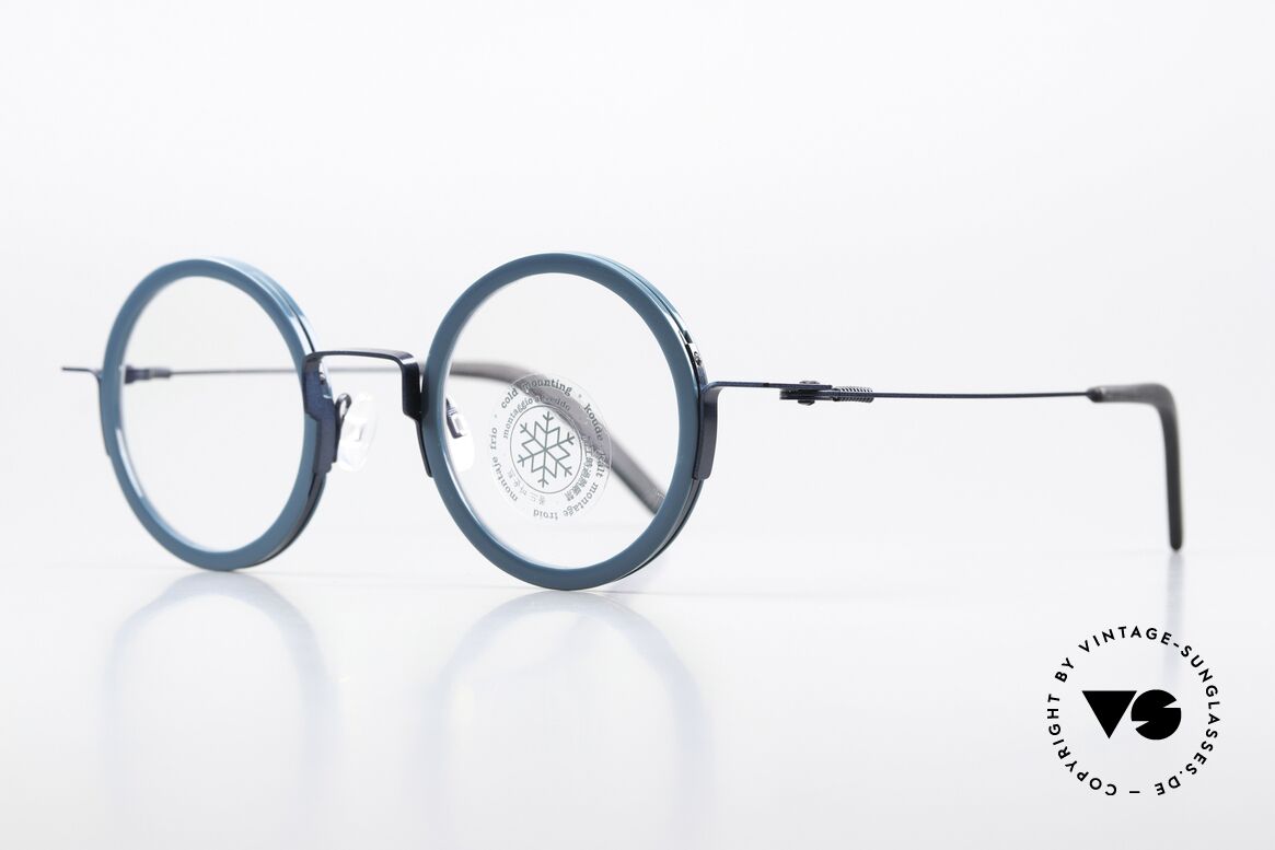 Theo Belgium Stoemp Metal Acetate Frame Round, metal and acetate eyeglass-frame in size 45-24, Made for Men and Women