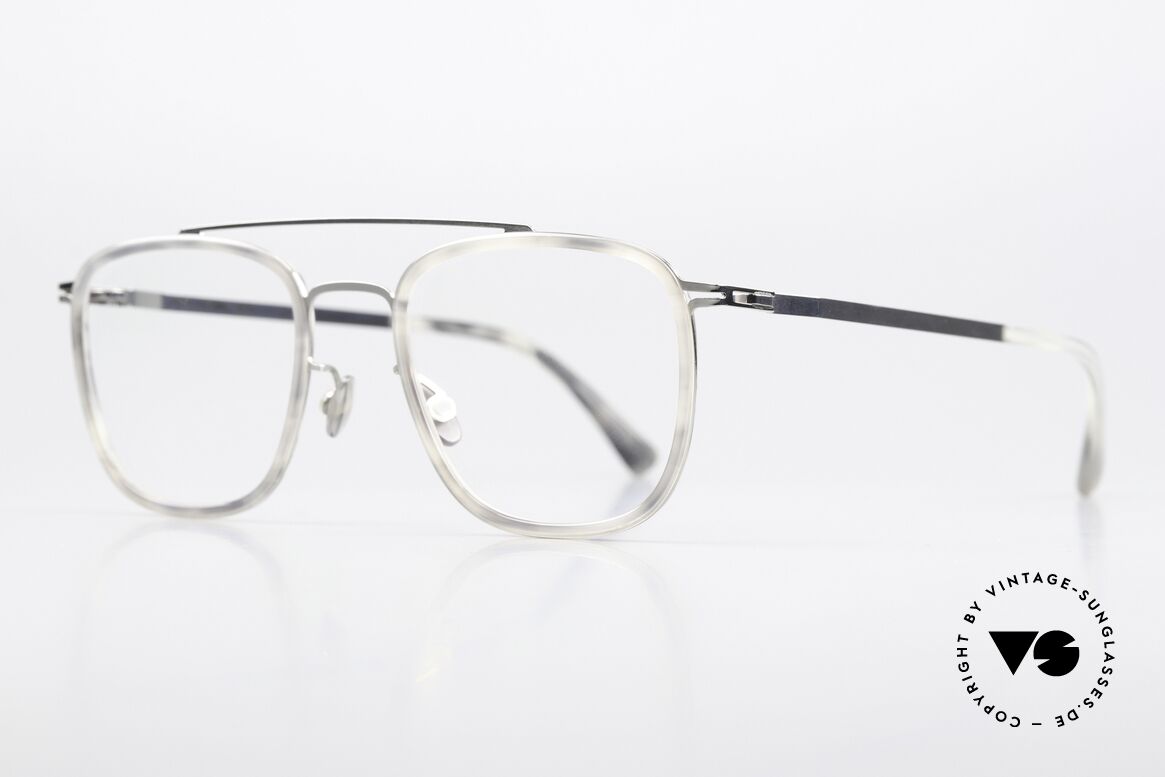 Mykita Hanno Square Frame Grey Havana, interesting color 989 is 'Shiny Silver / Grey Havana', Made for Men and Women