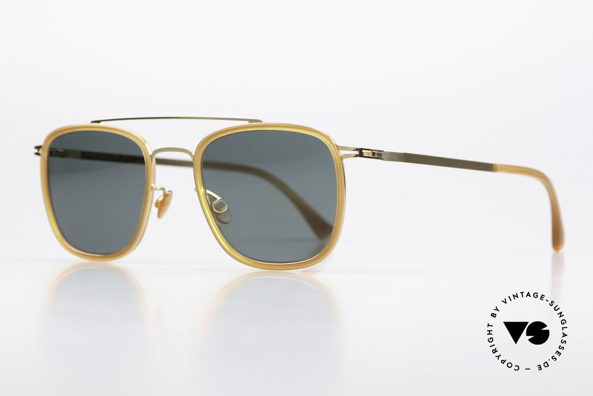 Mykita Hanno Panto Sunglasses Square, very elegant color code 947: Glossy Gold / Dark Amber, Made for Men and Women