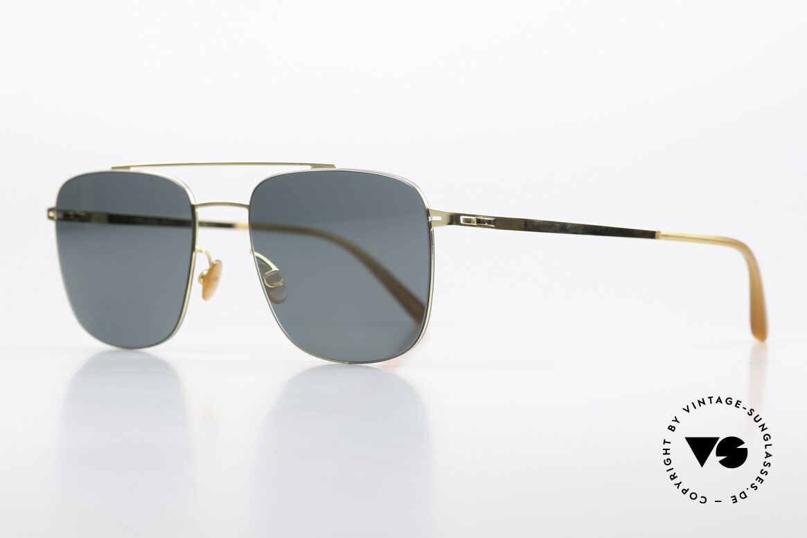 Mykita Yuuto Square Sunglasses Gold, color code 013: Glossy Gold / Darkgreen Solid Lenses, Made for Men