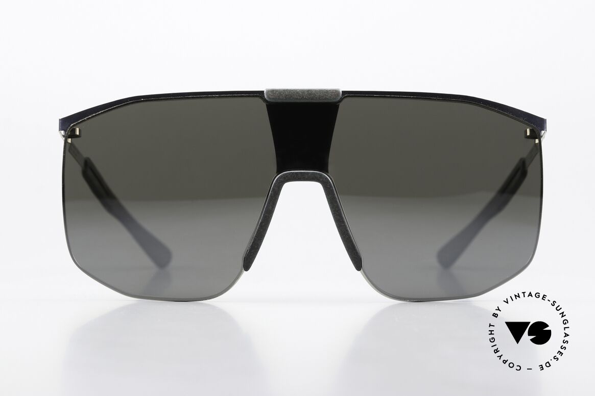 Mykita Mylon Yarrow Panorama Shield Shades, color 245: Silver / Storm Grey Silver Flash, Made for Men and Women