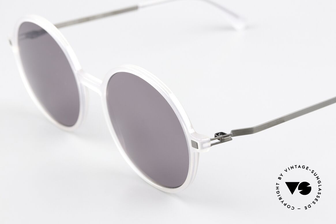 Mykita Anana Feminine Round Sunglasses, acetate frame front with characteristic Mykita temples, Made for Women