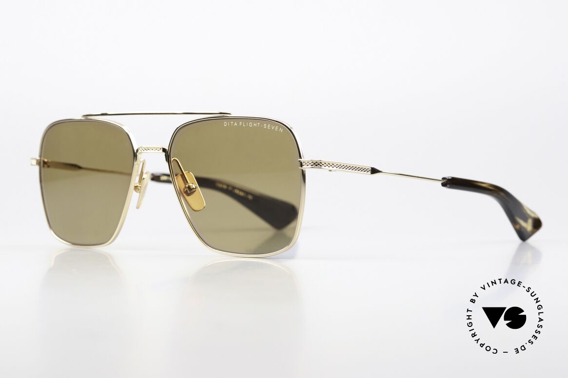 DITA Flight Seven Gold-Plated Titan Frame, non-reflecting sun lenses with 100% UV protection, Made for Men