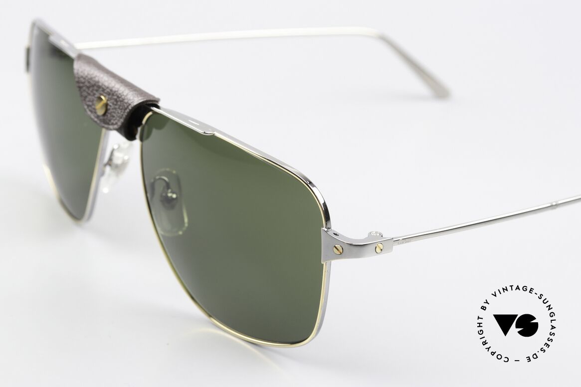 Cartier Santos De Cartier Aviator Frame Ruthenium, ruthenium finish & green sun lenses (100% UV), Made for Men