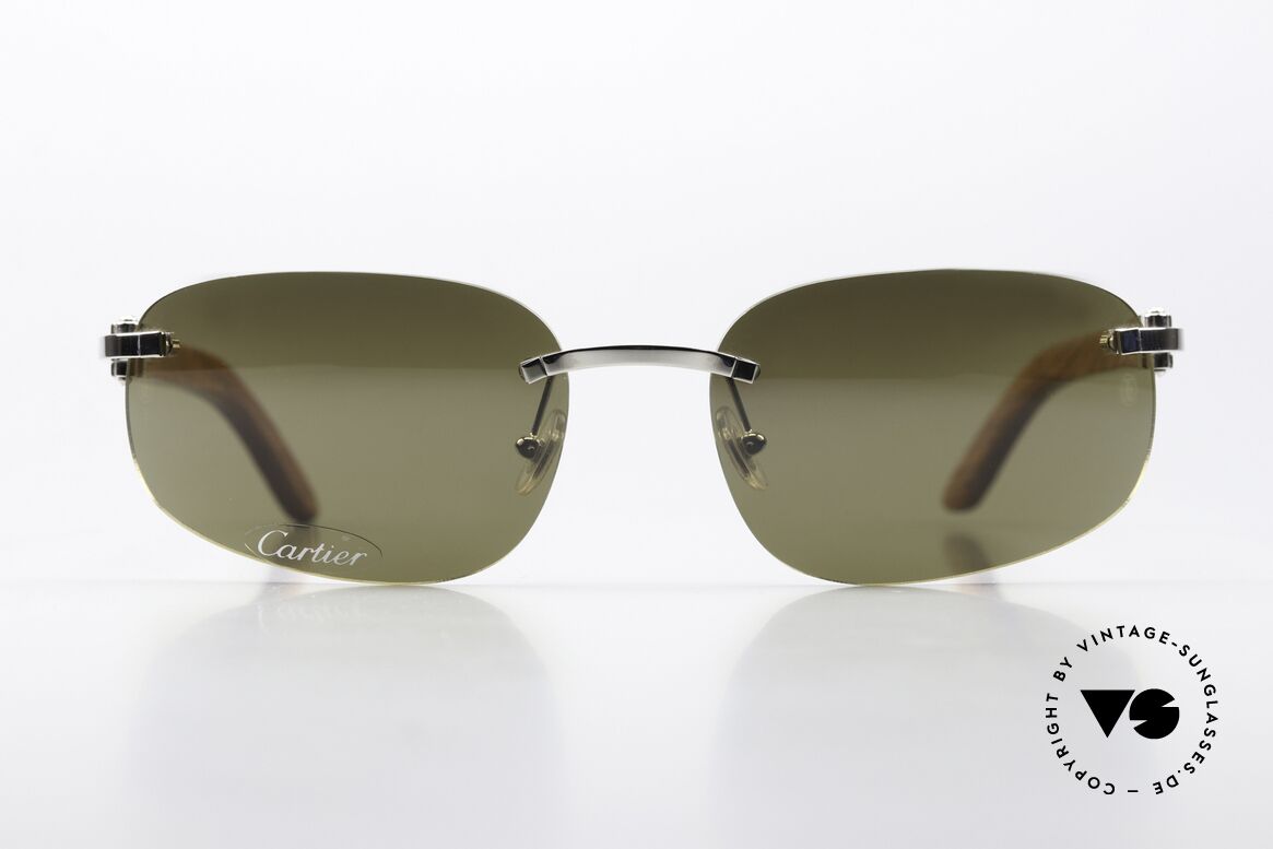 Cartier Spano Luxury Wood Sunglasses, original old vintage CARTIER rimless luxury sunglasses, Made for Men