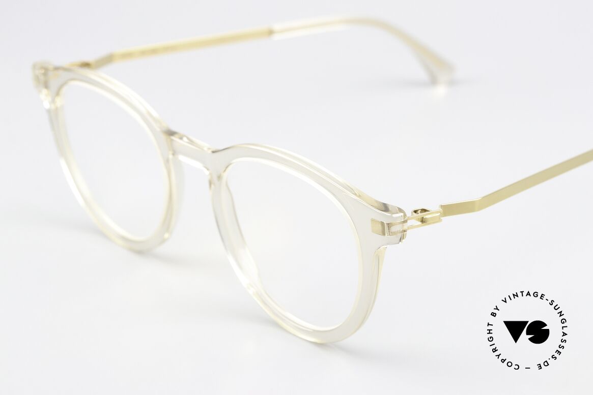 Mykita Elve Panto Eyeglasses Crystal, acetate frame front with characteristic Mykita temples, Made for Men and Women