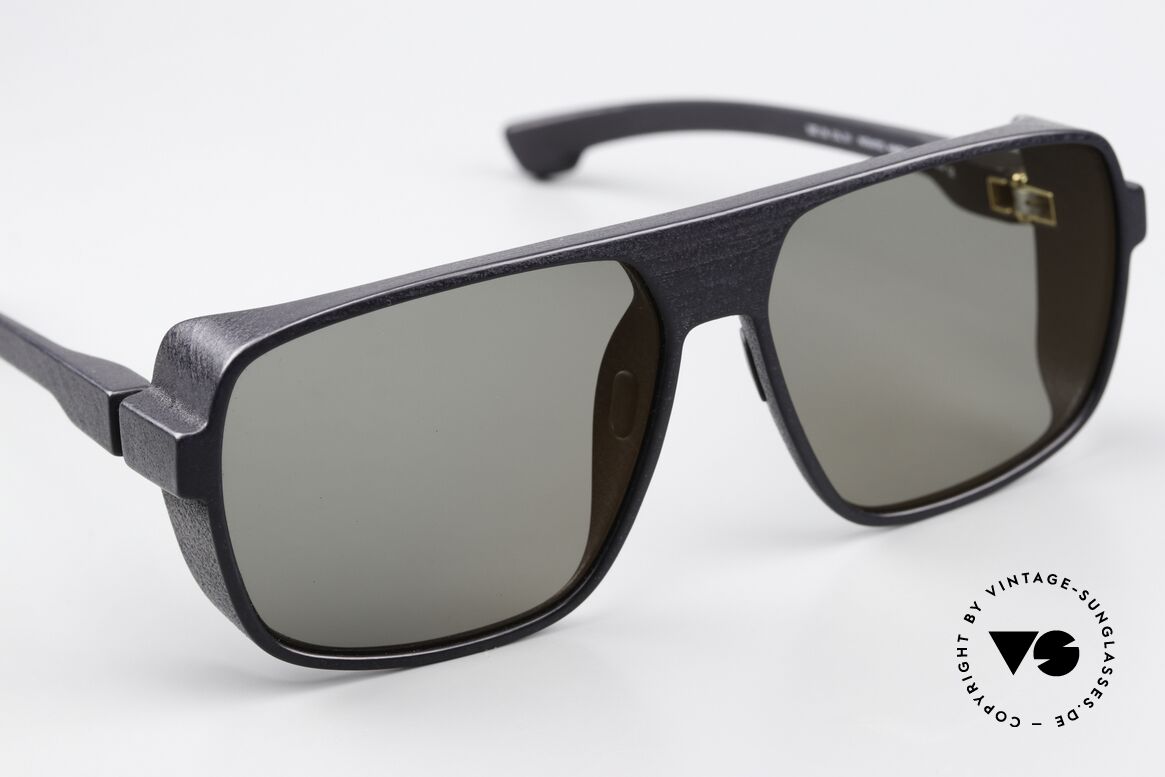 Mykita Mylon Daggoo Pitch Black Lightgold Flash, unworn with Mykita case; 100% UV protection, Made for Men