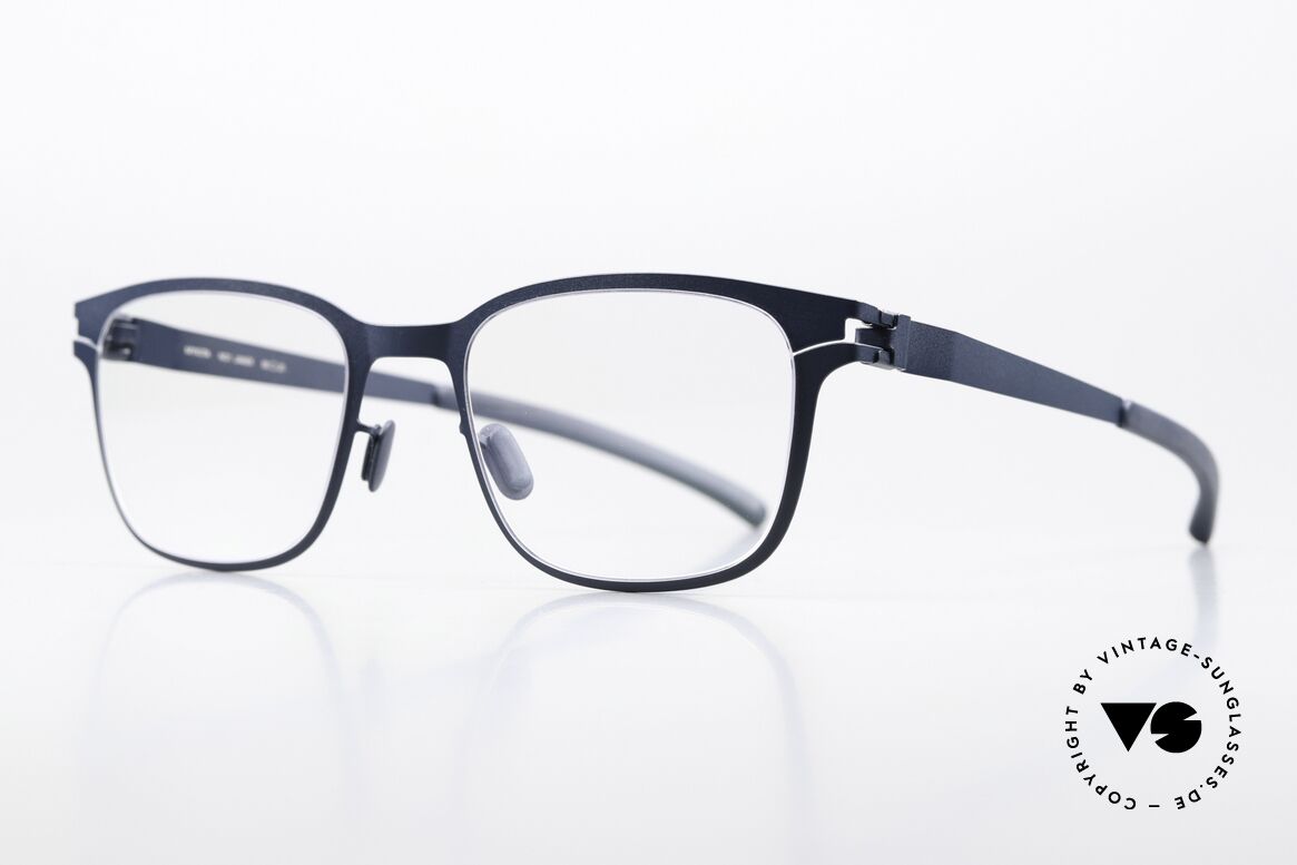 Mykita Janek Square Frame Navy Blue, col 084 "Navy Blue"; a dark blue pair of unisex specs, Made for Men and Women