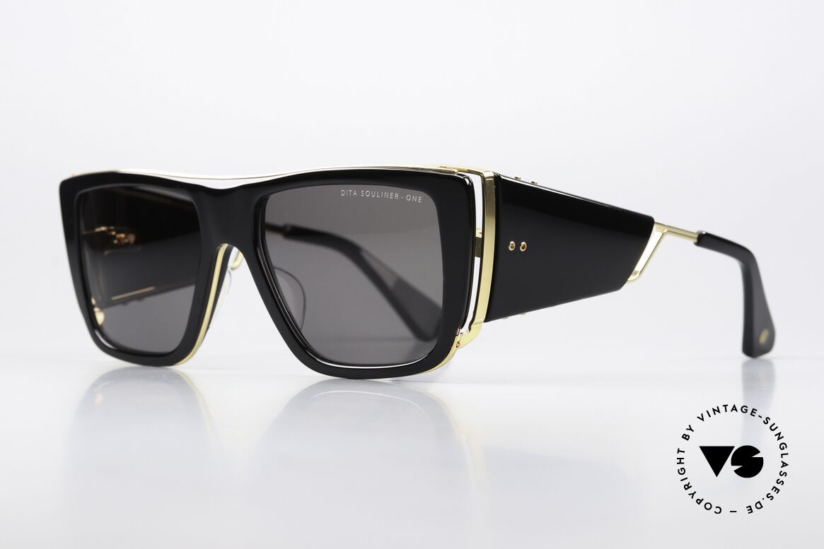 DITA Souliner One Striking Luxury Sunglasses, black and gold-plated frame in size 56-18, 145mm, Made for Men