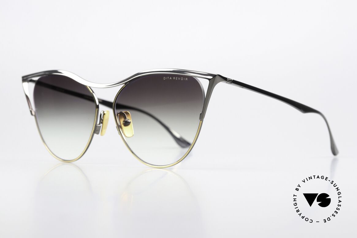 DITA Revoir Magical Cat-Eye Shades, cateye frame shape, DTS509-59-03 BLK GLD; 59-13, Made for Women
