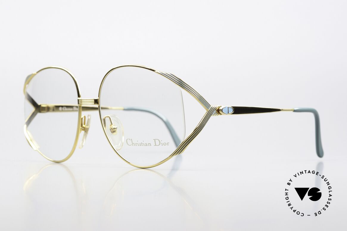 Christian Dior 2387 Ladies Vintage Frame 1989, yellow-gold frame with petrol-green accents, Made for Women
