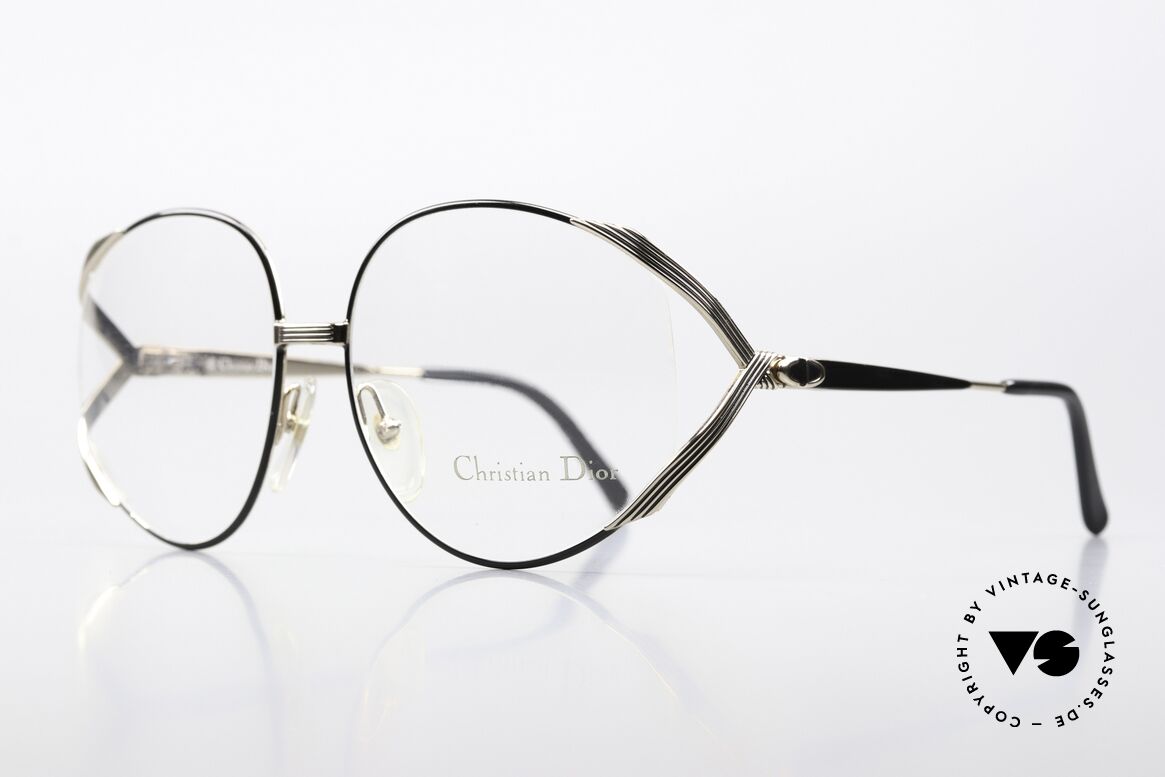 Christian Dior 2387 80's Frame Oversized Design, GOLD-PLATED frame with classic black accents, Made for Women