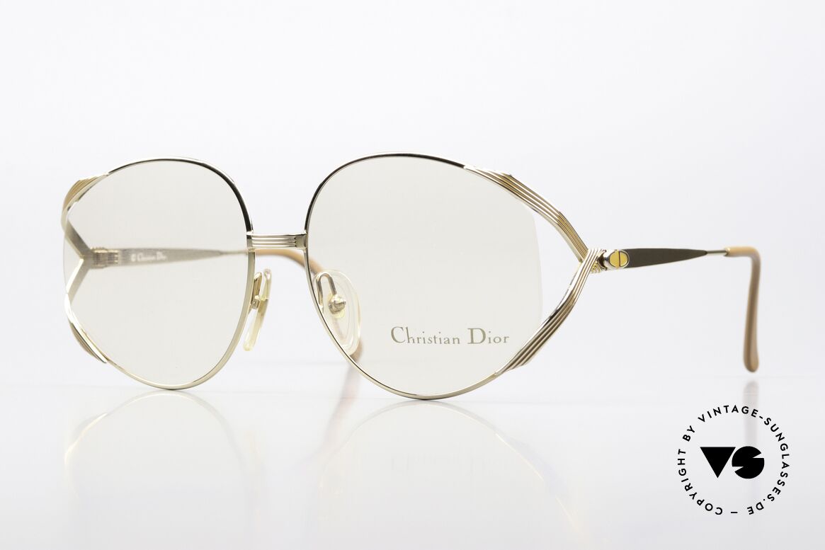 Christian Dior 2387 Gold-Plated Peach-Colored, flashy C. DIOR designer eyeglasses from 1989, Made for Women
