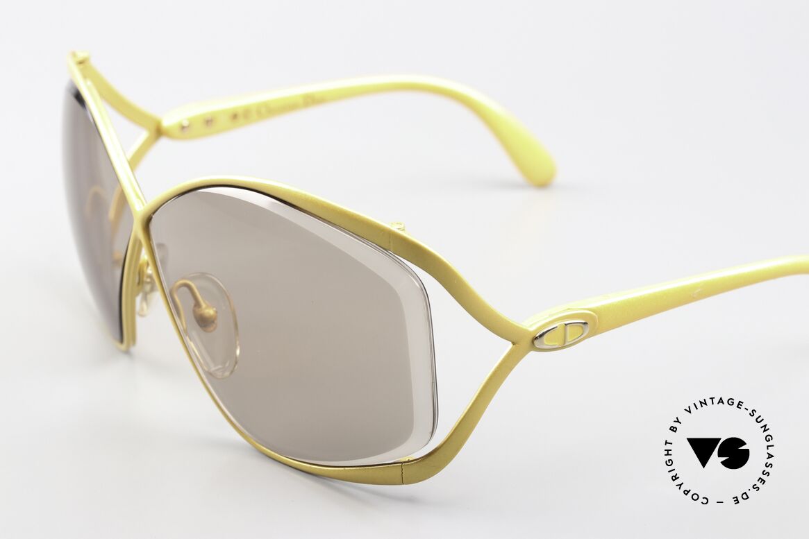 Christian Dior 2056 80's Shades Sunny Yellow, unique lenses with facet cut in light-brown; 100% UV, Made for Women