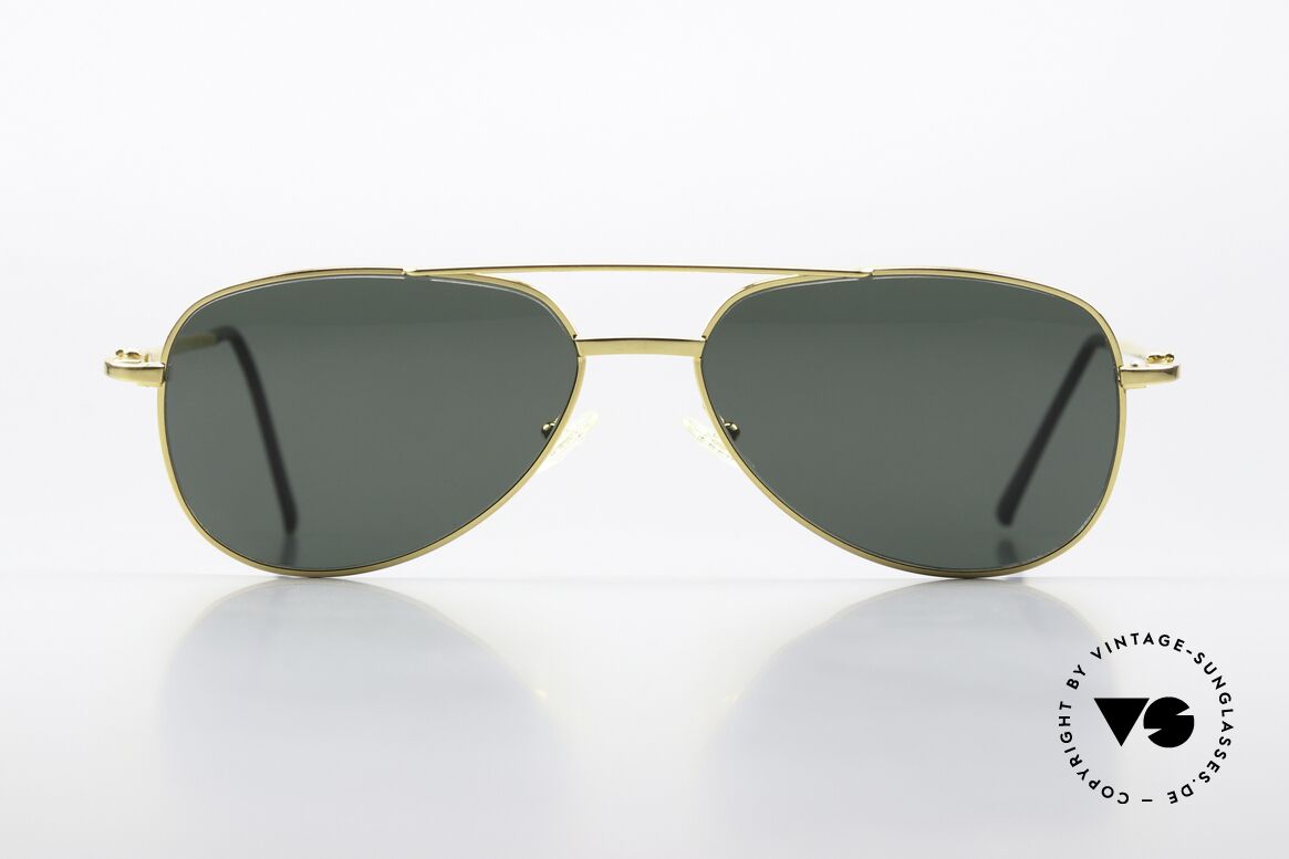 Fred Alaska Luxury Aviator Shades Gold, XLarge aviator sunglasses with green lenses; 100% UV, Made for Men