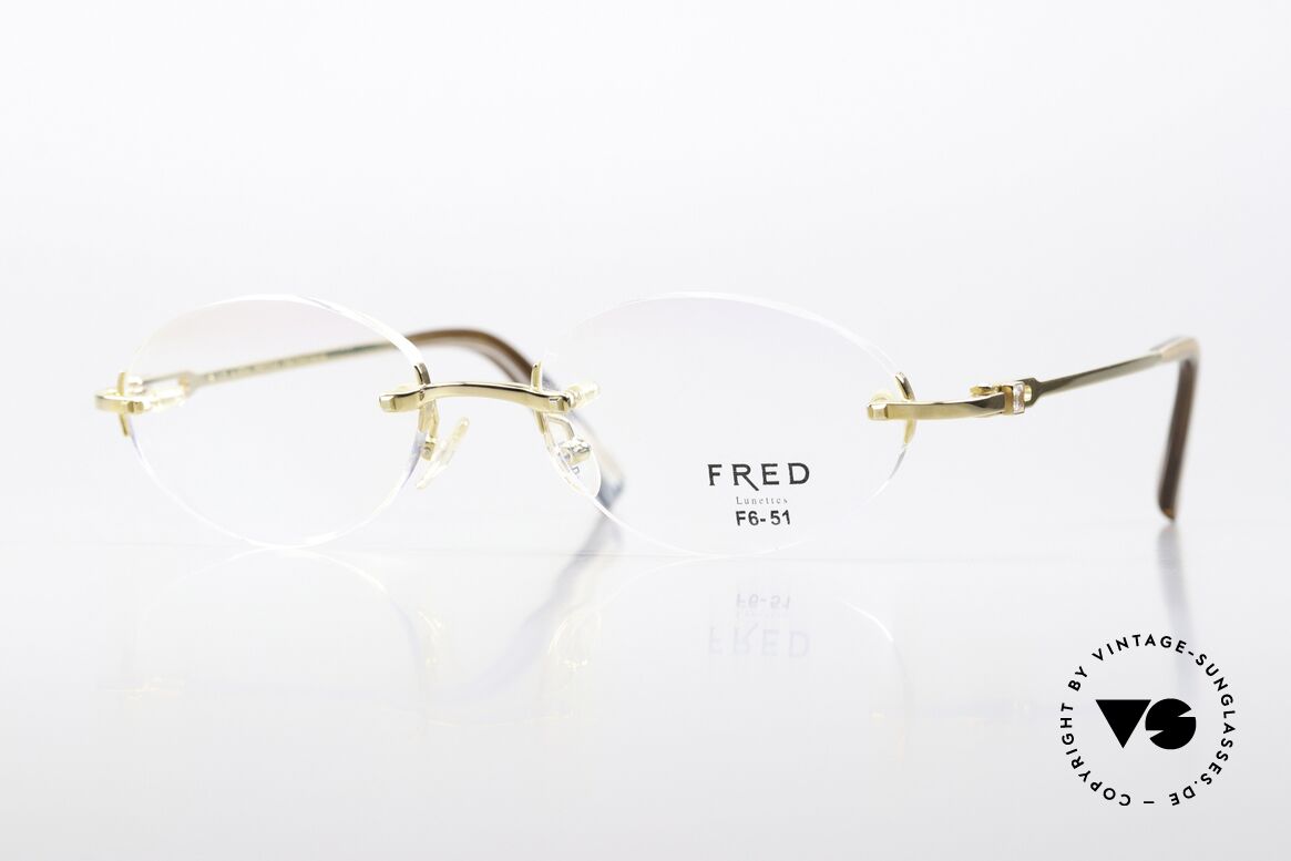 Fred Prestige Zirconium Gemstone Rimless Frame 90s, Fred F6 Alaska Prestige 306/Zirconium, size 51mm, Made for Men and Women