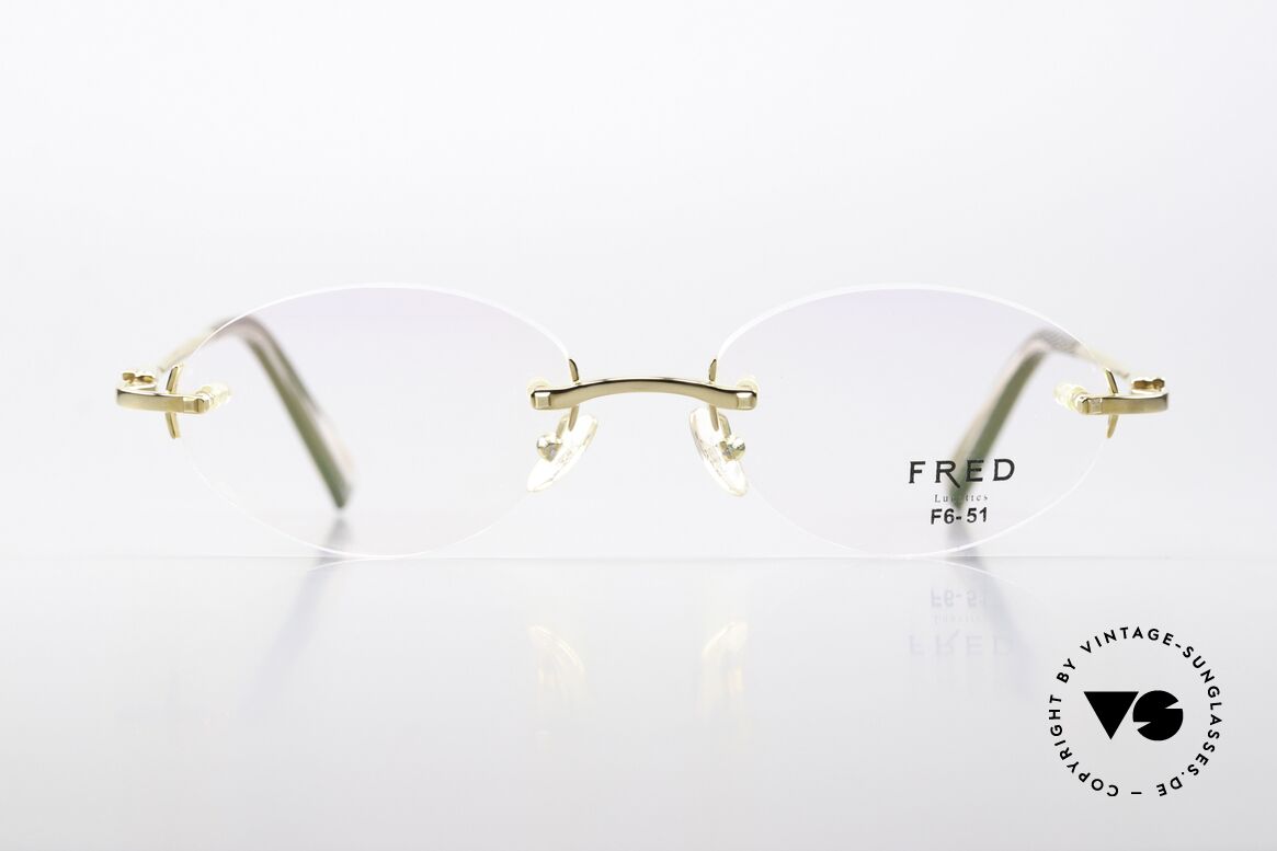 Fred Prestige Zirconium Gemstone Rimless Frame 90s, luxury eyeglass frame by FRED, Paris from the 90s, Made for Men and Women