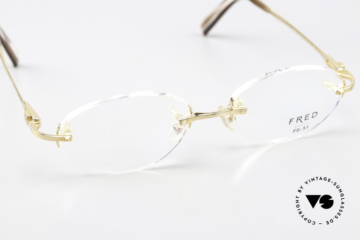 Fred Prestige Zirconium Gemstone Rimless Frame 90s, lens shape can be changed as desired (unisex specs), Made for Men and Women