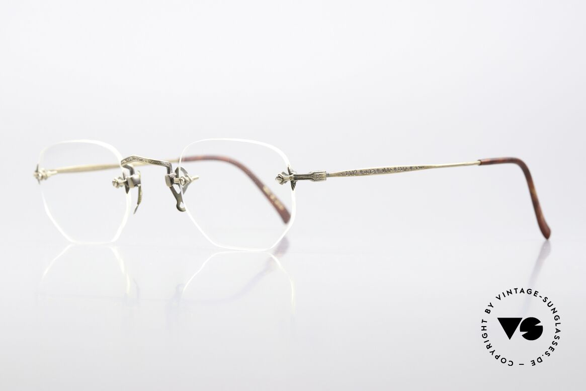 Matsuda 2864 90's Rimless Antique Gold, the frame front is decorated with costly engravings, Made for Men and Women