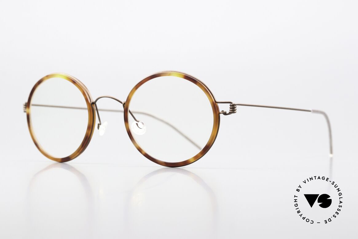 Lindberg Cameron 46 Air Titan Rim Round Frame Bronze Tortoise, striking refined Air Titan frame with Acetate inner rim, Made for Men and Women