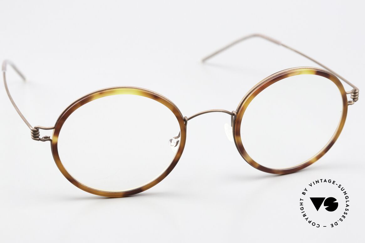 Lindberg Cameron 46 Air Titan Rim Round Frame Bronze Tortoise, unworn, NOS, with original magnetic case by Lindberg, Made for Men and Women