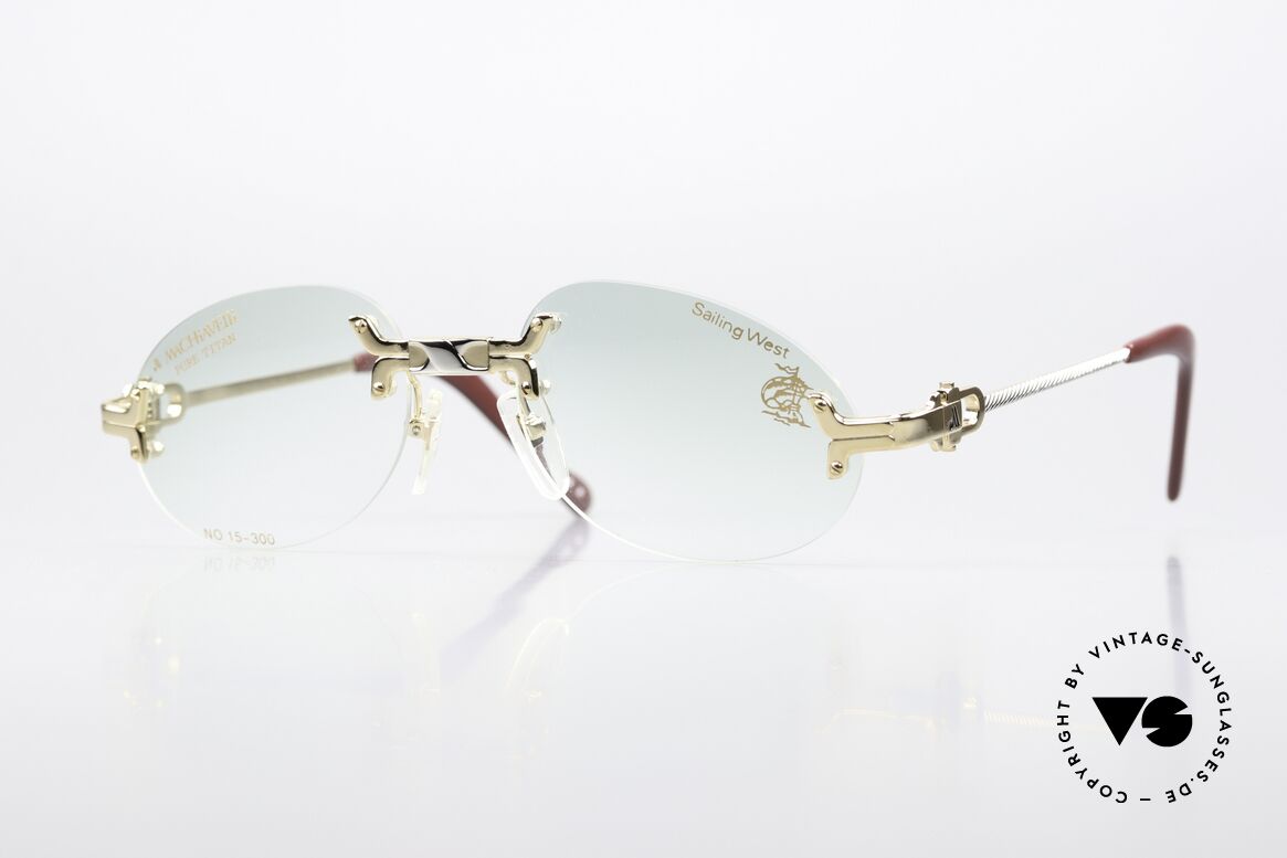 Machiavelli 15-300 Opulent Frame Gold Titan, MACHiAVELLi 15-300 Pure Titanium 1980's glasses, Made for Men and Women