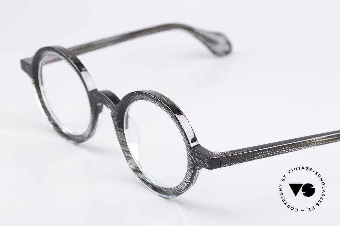 Theo Belgium Mille 88 Round Transparent Patterned, transparent frame with a very fine pattern, unique, Made for Men and Women