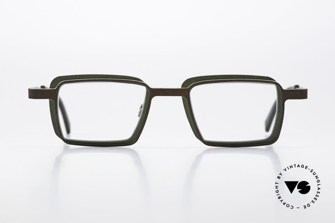 Theo Belgium Eye-Witness YC Square Designer Eyewear, this model looks apparently unfinished & asymmetrical, Made for Men and Women