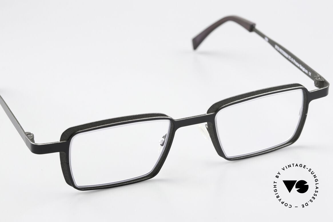 Theo Belgium Eye-Witness YC Black And Gray Eyeglasses, unworn, one of a kind (like all our vintage Theo eyewear), Made for Men and Women