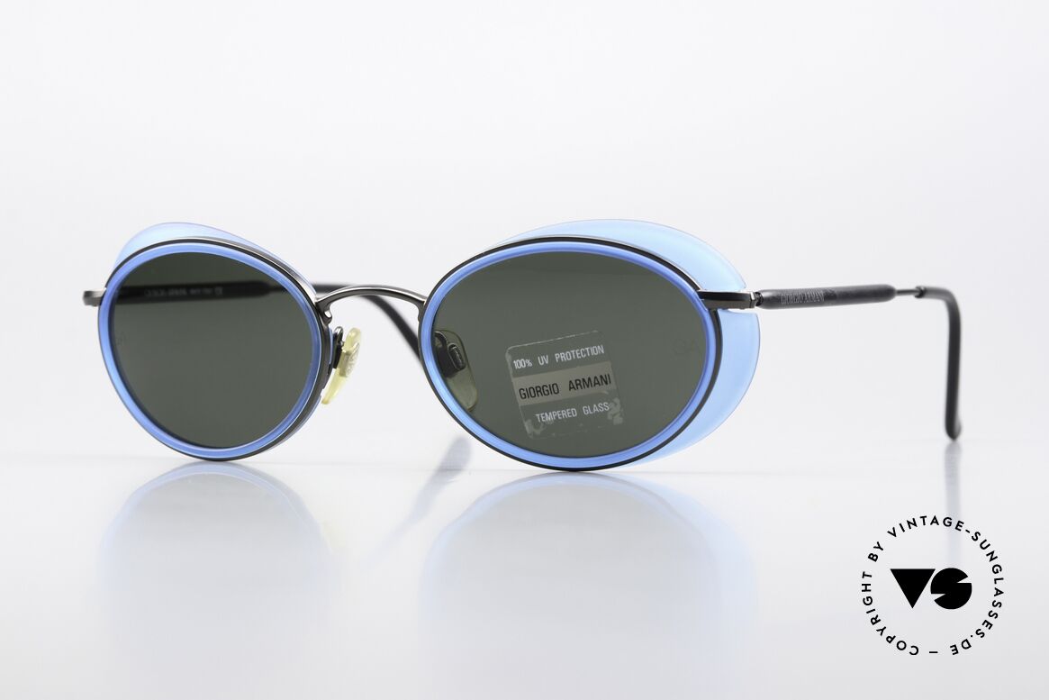 Giorgio Armani 666 Side Shields Frame Oval, 90's Armani designer sunglasses with small side shields, Made for Men and Women