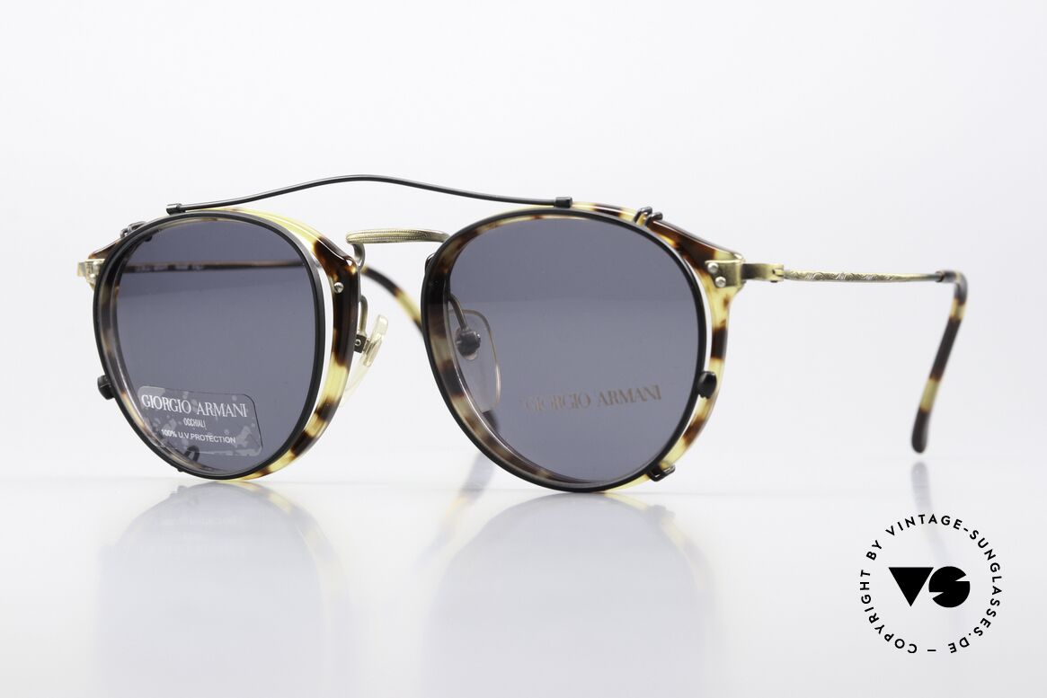 Giorgio Armani 318 Panto Glasses With Clip-On, timeless vintage Giorgio Armani designer eyeglasses, Made for Men