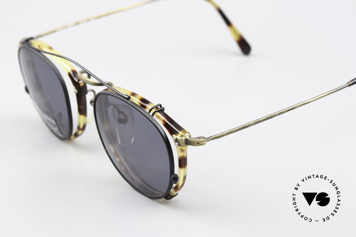Giorgio Armani 318 Panto Glasses With Clip-On, amber / tortoise front & costly formed brass temples, Made for Men