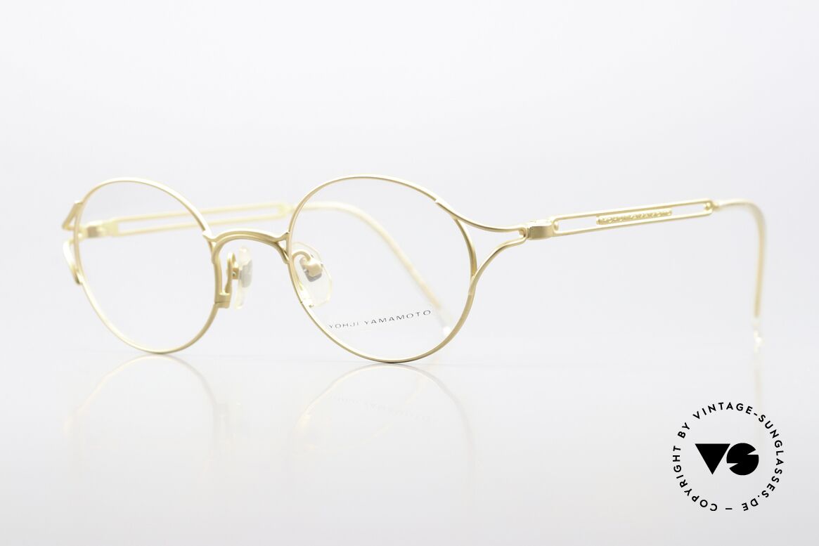 Yohji Yamamoto 51-4103 Panto Designer Glasses 90s, panto design for ladies & gents, size 47-21, matte gold, Made for Men and Women