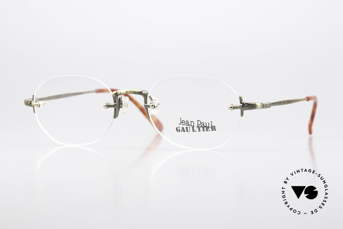Jean Paul Gaultier 55-4671 90's Made In Japan Original, 90's vintage designer eyeglass-frame by J.P. Gaultier, Made for Men and Women