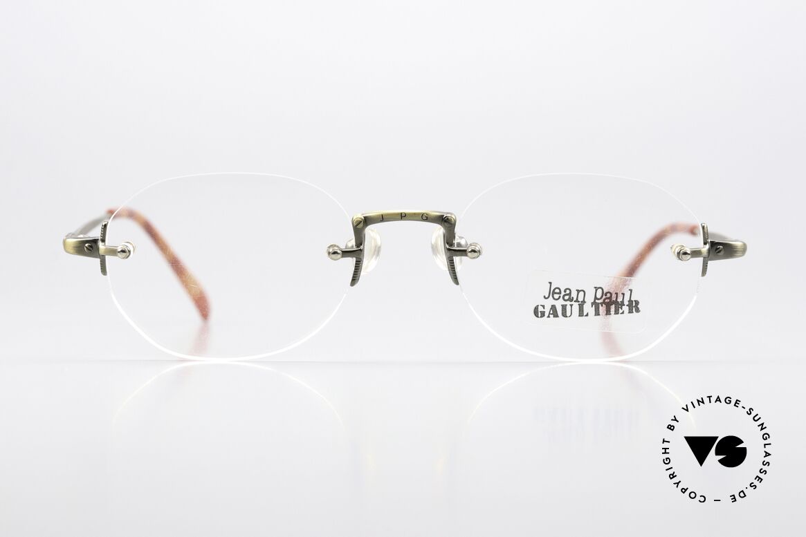 Jean Paul Gaultier 55-4671 90's Made In Japan Original, rimless glasses, but striking & fancy (designer piece), Made for Men and Women